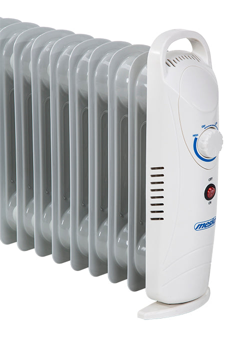 Jung Mesko MS7804 Tragbarer Ölradiator mit 7 Heizrippen und 800W Leistung, Elektrischer Kompaktheizkörper mit Thermostat, Energieeffizienter Raumheizer für Büro, Wohnzimmer, Gästezimmer