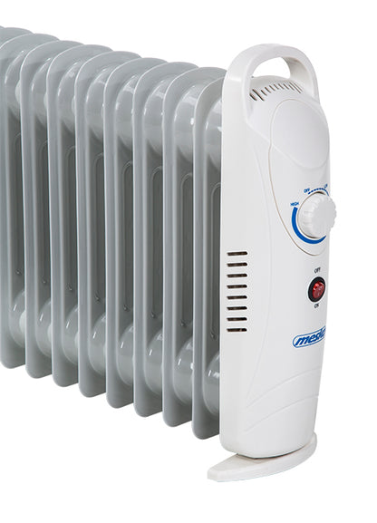 Jung Mesko MS7804 Tragbarer Ölradiator mit 7 Heizrippen und 800W Leistung, Elektrischer Kompaktheizkörper mit Thermostat, Energieeffizienter Raumheizer für Büro, Wohnzimmer, Gästezimmer