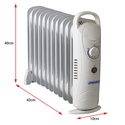 Jung Mesko MS7804 Tragbarer Ölradiator mit 7 Heizrippen und 800W Leistung, Elektrischer Kompaktheizkörper mit Thermostat, Energieeffizienter Raumheizer für Büro, Wohnzimmer, Gästezimmer
