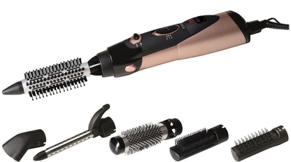 MIA MultiGlam Warmluftbürste 1000W, Föhnbürste, Lockenstab, Ionen-Technologie, Multifunktionales Hairstyling, 6 Aufsätze, Ergonomisches Design, Kühlfunktion, Trocknen und Styling in einem Gerät