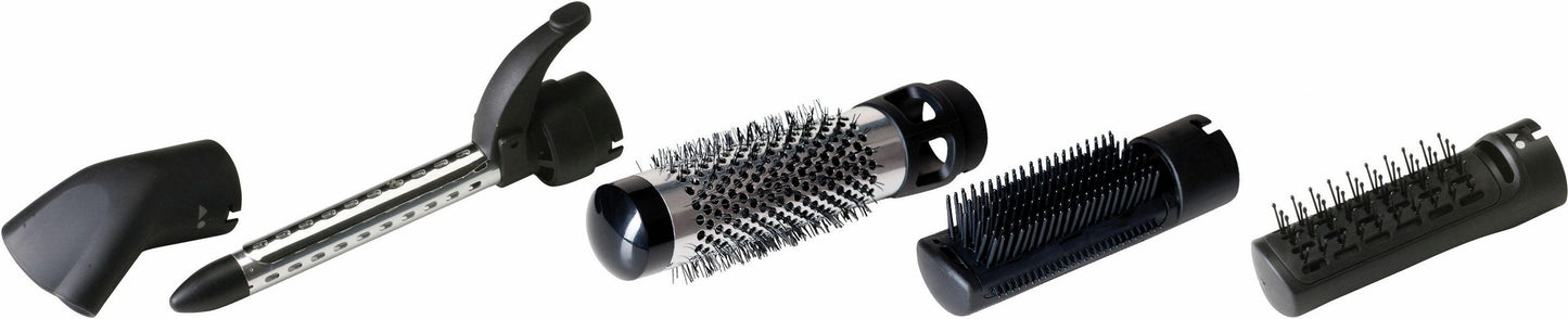 MIA MultiGlam Warmluftbürste 1000W, Föhnbürste, Lockenstab, Ionen-Technologie, Multifunktionales Hairstyling, 6 Aufsätze, Ergonomisches Design, Kühlfunktion, Trocknen und Styling in einem Gerät