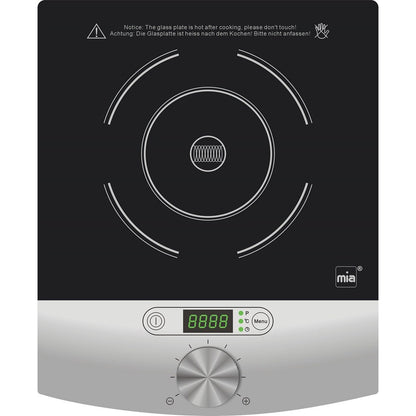 MIA ProKitchen Induktionskochplatte Glaskeramik 1800W Sensor-Touch Herdplatte Induktion Kochfeld tragbar Temperaturregelung Schnellstart energiesparend Sicherheitsabschaltung Anti-Rutsch