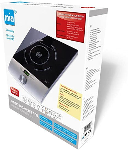 MIA ProKitchen Induktionskochplatte Glaskeramik 1800W Sensor-Touch Herdplatte Induktion Kochfeld tragbar Temperaturregelung Schnellstart energiesparend Sicherheitsabschaltung Anti-Rutsch