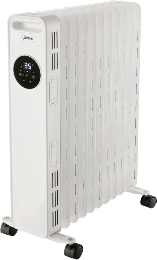 Midea NY2009-20M Ölradiator 2300 Watt, mobile Elektroheizung, energiesparend, sicher mit Frostschutz und Überhitzungsschutz, transportabel, Heizstufen 800W, 1200W, 2000W, ideal für kleine Räume