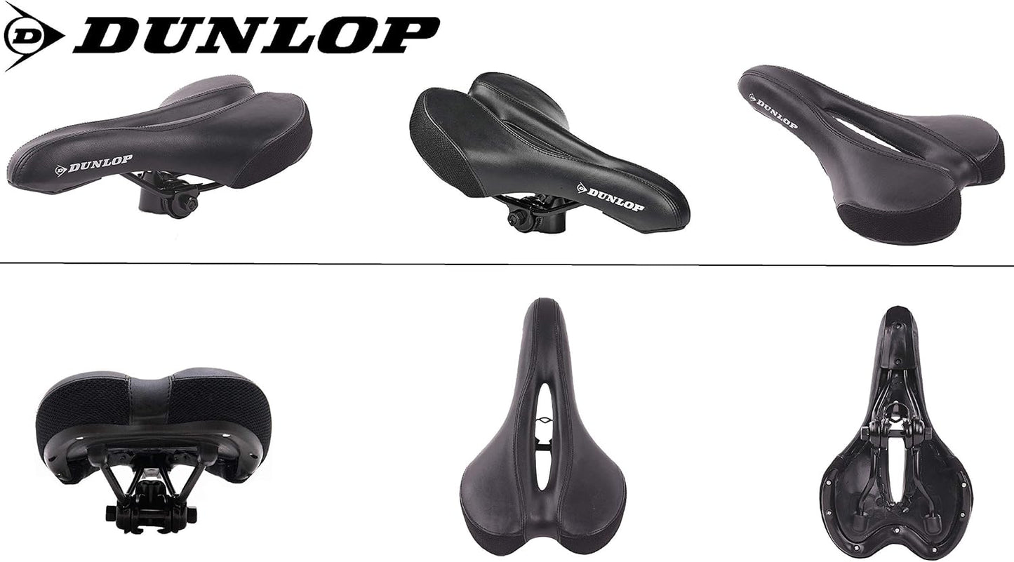 DUNLOP FGM19 Ergonomischer MTB Fahrradsattel, Gel-Sattel für Damen und Herren, Komfort-Sattel für Mountainbike, Rennrad, Trekkingrad, Atmungsaktiv, Stoßdämpfend, Lendenwirbelsäulenschonend, wasserabweisend, Schwarz