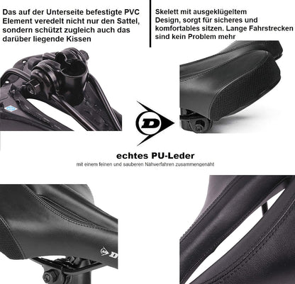 DUNLOP FGM19 Ergonomischer MTB Fahrradsattel, Gel-Sattel für Damen und Herren, Komfort-Sattel für Mountainbike, Rennrad, Trekkingrad, Atmungsaktiv, Stoßdämpfend, Lendenwirbelsäulenschonend, wasserabweisend, Schwarz