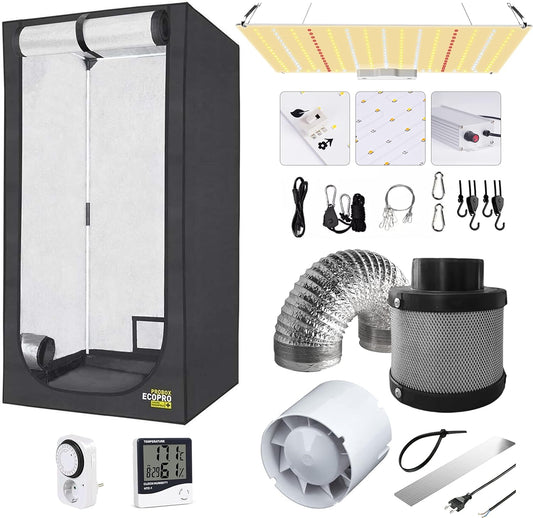 Nicegrow Growset für Einsteiger – 60x60x140 cm, Indoor Komplettset mit 80W LED, 135 m³/h Abluftsystem, Can-Lite Aktivkohlefilter, Mylar-Beschichtung und Zubehör für den professionellen Start im Indoor-Growing