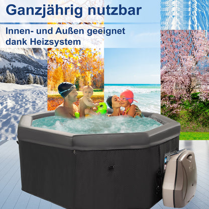 JUNG Octopus Spa Whirlpool Ø 193 cm, 5 Personen, Stabile Struktur, 1000L, beheizter Indoor & Outdoor Pool, Energieeffizient, Halbstarre Struktur, Antibakterielles Gewebe, Einfacher Aufbau