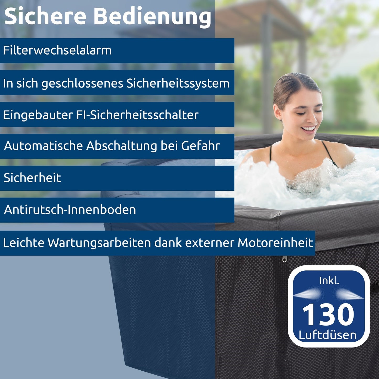 JUNG Octopus Spa Whirlpool Ø 193 cm, 5 Personen, Stabile Struktur, 1000L, beheizter Indoor & Outdoor Pool, Energieeffizient, Halbstarre Struktur, Antibakterielles Gewebe, Einfacher Aufbau