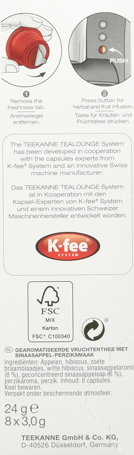 TEEKANNE TEALOUNGE Früchtetee Kapseln Orange Splash No. 822 – Aromatisierter Kapseltee mit Orangensaftkonzentrat & Pfirsich – 6er Pack  8 Kapseln – Vegan, Glutenfrei, Fruchttee Kapselsystem