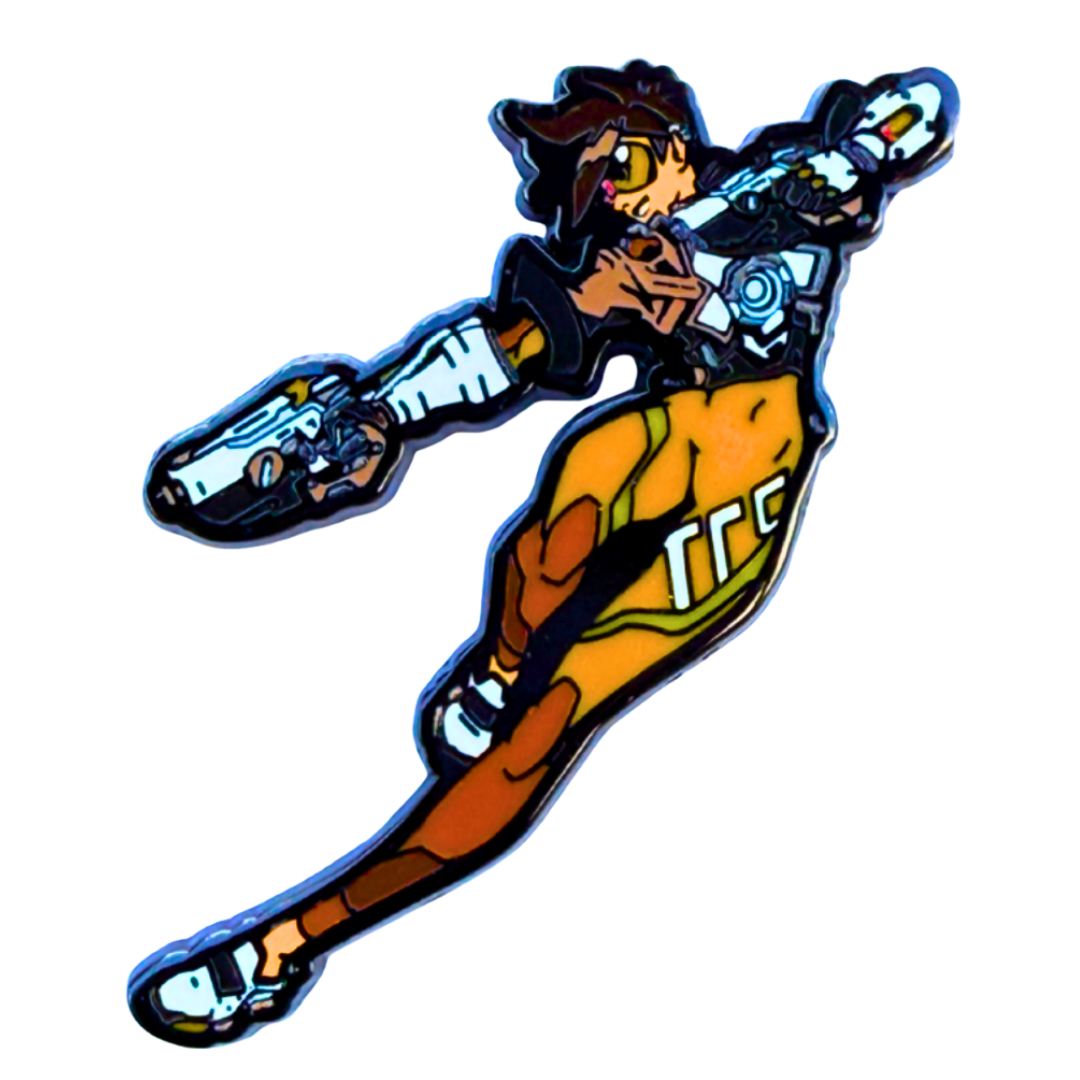 Overwatch Tracer Emaille Pin Metall Anstecker – Hochwertiger Sammlerpin Blizzard Gaming Fanartikel – Offizieller Overwatch Charakter Anstecker