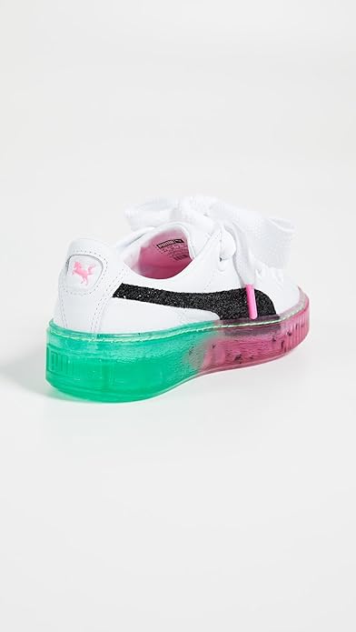 PUMA Damen Platform Sneaker x Sophia Webster Candy Princess Weiß Schwarz Größe 5.5 M US – Leder-Freizeitschuhe mit Plateau, Kordelzugverschluss, Gummisohle, modisches Design für Damen mit schmalem Fußprofil