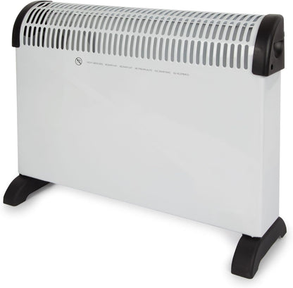 Perel Konvektor Heizung, Elektroheizung 2000 W, mobile Konvektorheizung, Heizgerät mit 3 Heizstufen und Raumthermostat, energieeffizient, Überhitzungsschutz, für Innenräume bis 60 m³, Weiß