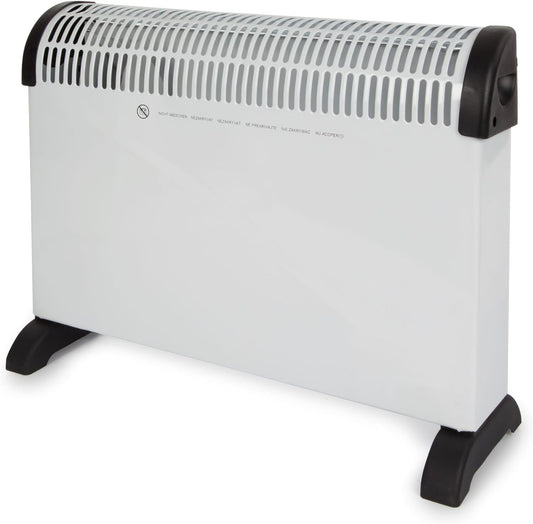Perel Konvektor Heizung, Elektroheizung 2000 W, mobile Konvektorheizung, Heizgerät mit 3 Heizstufen und Raumthermostat, energieeffizient, Überhitzungsschutz, für Innenräume bis 60 m³, Weiß