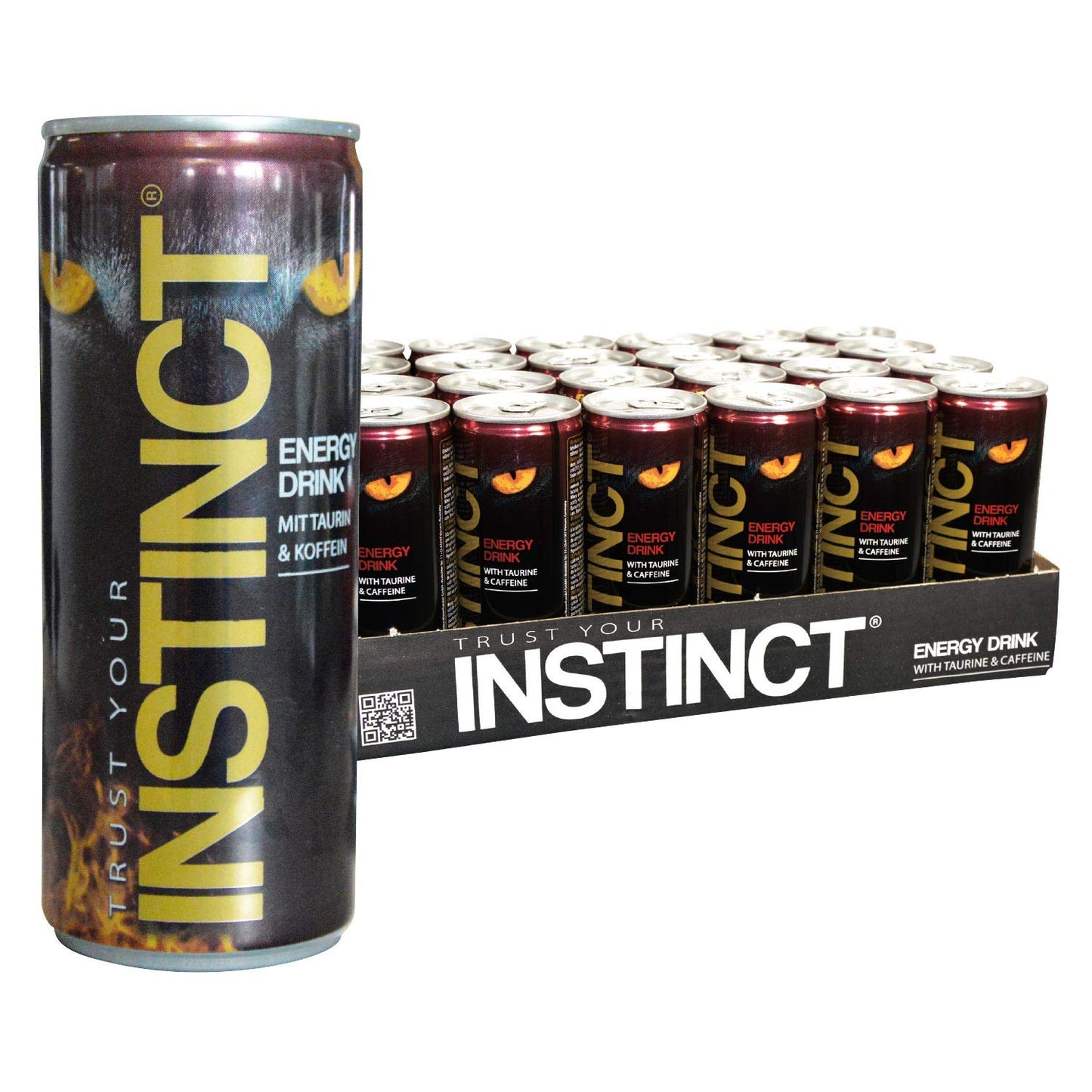Instinct Energy Drink 24er Palette EINWEG 24 x 250 ml mit Koffein Taurin Vitaminen – Erfrischungsgetränk mit Zitrusgeschmack, Energydrink für Sport Arbeit Gaming – Made in Germany