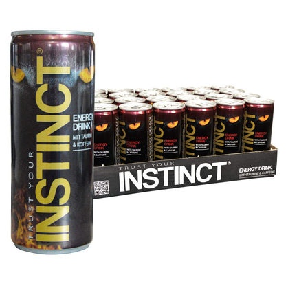 Instinct Energy Drink 24er Palette EINWEG 24 x 250 ml mit Koffein Taurin Vitaminen – Erfrischungsgetränk mit Zitrusgeschmack, Energydrink für Sport Arbeit Gaming – Made in Germany