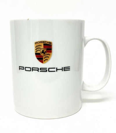 Porsche Premium Porzellanbecher mit Porsche Wappen, Weiß, 0,4 Liter Fassungsvermögen, Made in Germany, Jumbo Größe, Spülmaschinengeeignet Kaffeetasse, Kaffeebecher, Tasse, Becher, Sammlertasse