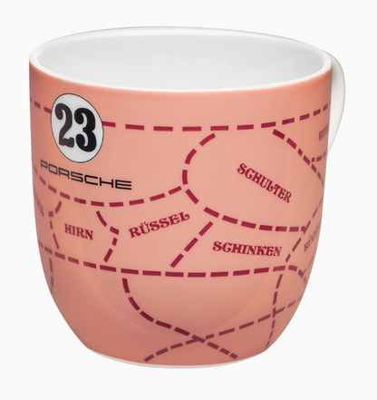 Porsche Becher 917 Rosa Sau n°23, limitierte Sammler-Tasse No. 4 im Kult-Design des 917 Le Mans 1971, 0,5L Porzellan, einzeln nummeriert, exklusiv, hochwertig, ideal für Kaffee oder Tee
