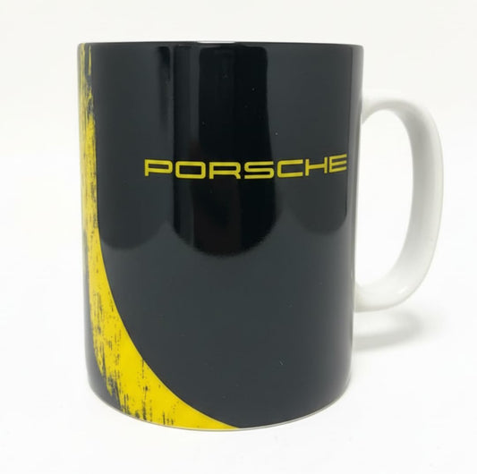 PORSCHE Tasse GT4 Clubsport Limitierte Edition, Schwarz-Gelb Porzellan, Motorsport Design, Spülmaschinenfest, Sammleredition 2019, Kaffeetasse, Kaffeebecher, Tasse, Becher, Sammlertasse