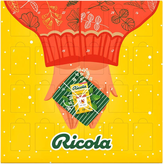Ricola Adventskalender 2024 – Kräuterbonbons aus der Schweiz, 360g, 24 Türchen, exklusiver Mix aus 22 Sorten, zuckerfrei, glutenfrei, laktosefrei, Adventskalender für Hals und Stimme