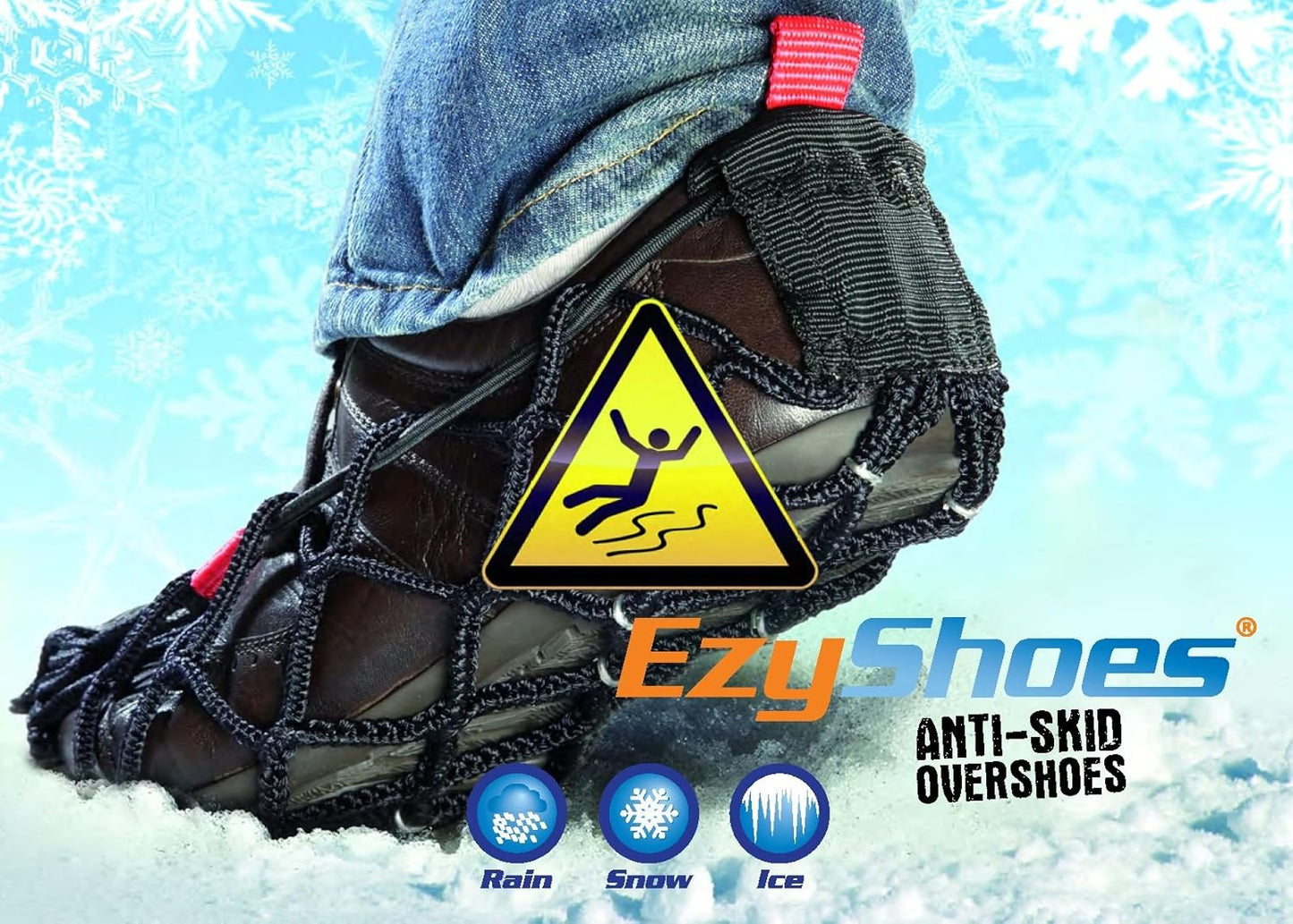 Ezy Shoes Schneeketten für Schuhe Größe M (32–37) rutschfeste Schuhketten aus Polypropylen mit Klettverschluss für sicheren Halt auf Eis Schnee Matsch – Unisex Outdoor Winter Anti-Rutsch
