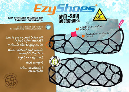 Ezy Shoes Schneeketten für Schuhe Größe M (32–37) rutschfeste Schuhketten aus Polypropylen mit Klettverschluss für sicheren Halt auf Eis Schnee Matsch – Unisex Outdoor Winter Anti-Rutsch