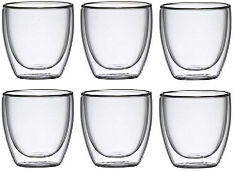 Klasique Doppelwandige Thermogläser 100 ml – Mundgeblasene, hitzebeständige Doppelwandgläser im 6er Set mit Schwebeeffekt für Espresso, Tee, Cocktails und kalte Getränke