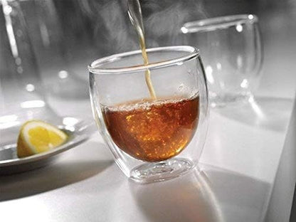 Klasique Doppelwandige Thermogläser 100 ml – Mundgeblasene, hitzebeständige Doppelwandgläser im 6er Set mit Schwebeeffekt für Espresso, Tee, Cocktails und kalte Getränke