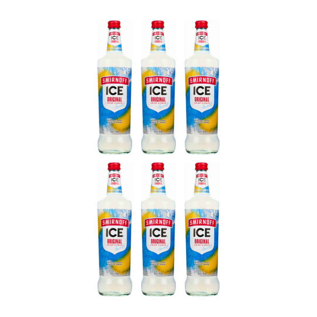 Smirnoff Ice 70CL Crisp Citrus %4 Vol. 6er Vodka Erfrischendes Mixgetränk mit Wodka und Zitrone – Fertig gemixtes alkoholisches Getränk in Flaschen