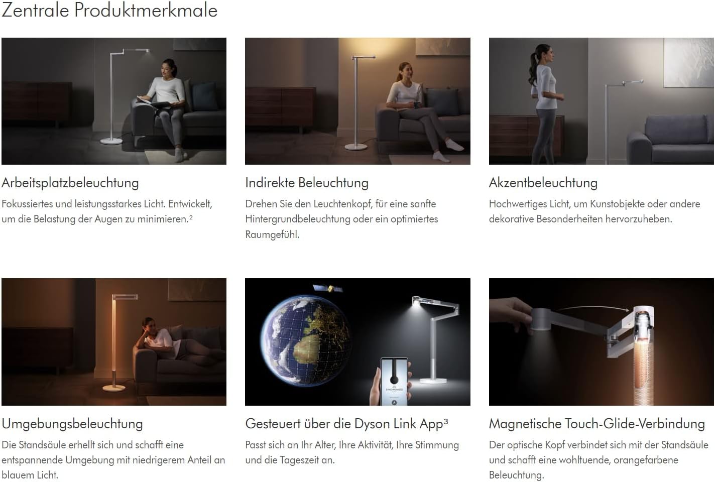 Dyson Solarcycle Morph™ Stehleuchte CF06 – Intelligente LED-Stehleuchte mit Anpassung der Helligkeit und Farbtemperatur, Aufwachmodus, Boost-Modus und bis zu 20 benutzerdefinierten Modi für optimale Beleuchtung