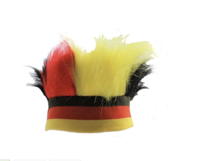 JUNG Stirnband Fan-Perücke Deutschlandfarben EM 2024 – Fanartikel Haarband mit Kunsthaar Schwarz Rot Gold, Fußball Fanpaket Stirnband Perücke Damen Herren Europameisterschaft Public Viewing