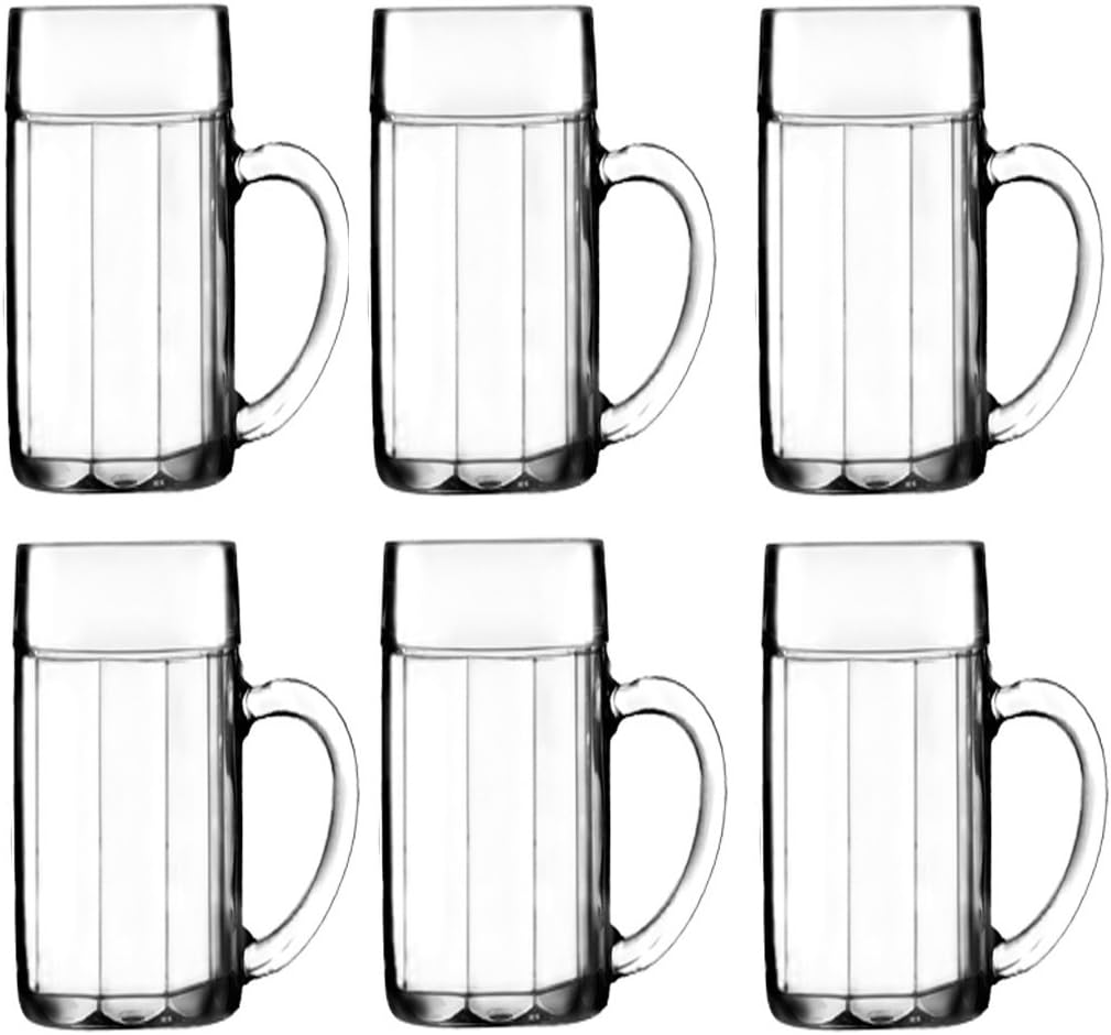 Stölzle Oberglas Bayreuth 0,5L Bierkrug Set, schweres robustes bruchsicheres dickwandiges Bierglas, traditioneller gerippter Maßkrug, spülmaschinenfestes langlebiges Biermaßkrug Glas, 6er Set, stabiles Bierkrugglas