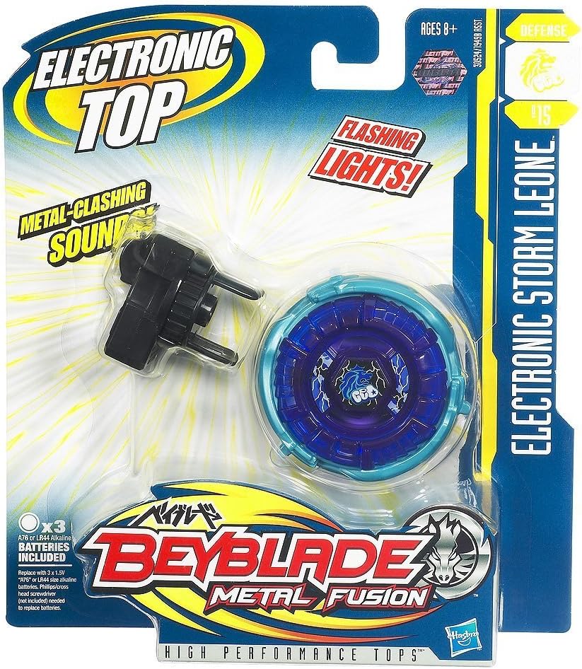 Hasbro Beyblade Metall Fusion Kreisel Storm Leone Elektronisch mit Licht & Sound – Action-Kampftop mit Launcher & Reißleine Modell 30524 B15