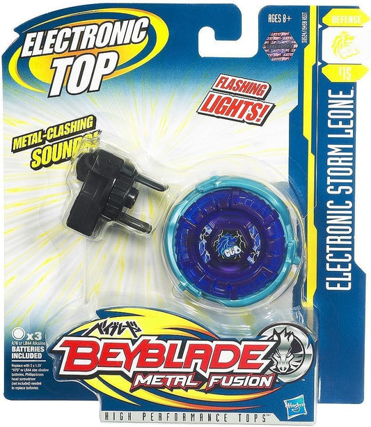 Hasbro Beyblade Metall Fusion Kreisel Storm Leone Elektronisch mit Licht & Sound – Action-Kampftop mit Launcher & Reißleine Modell 30524 B15