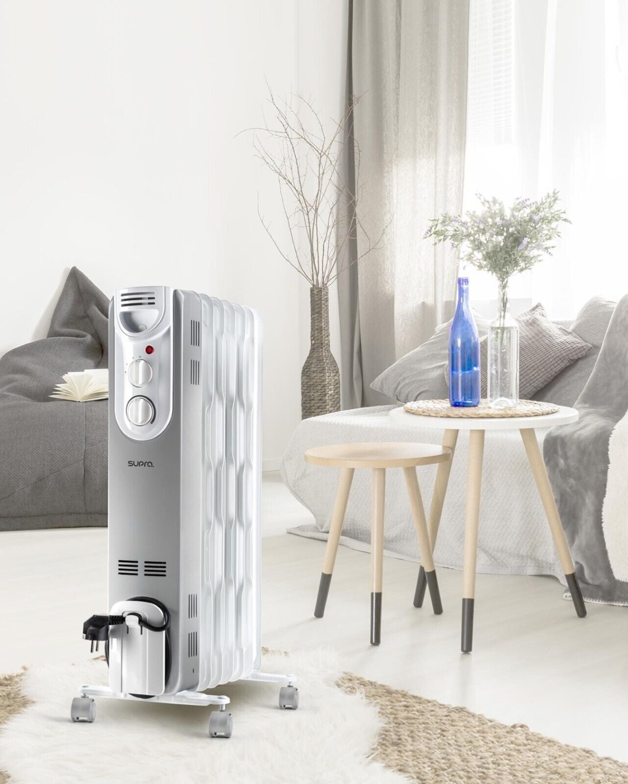 SUPRA ORSO 1500W Kompakter Ölradiator mit 3 Heizstufen, Überhitzungsschutz, Geräuschlosem Betrieb, Mobil auf Rollen, Energieeffiziente Elektroheizung für Räume bis 35 m²