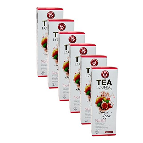 TEALOUNGE Sweet Apple No. 821 Früchtetee Kapseln – 6er Großpackung mit 48 Kapseln à 3,5g – Koffeinfreier Apfeltee in Kapseln für Tealounge-System – 168g Teeinhalt – Fruchtiger Apfelgeschmack