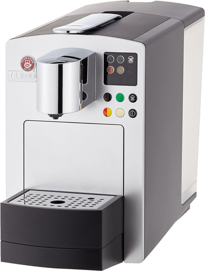 TEEKANNE Professional Tealounge System 7171 Hochkapazitive Teekapselmaschine mit Wasserfilter und patentiertem Aufbrühsystem für Büros, Gastronomie, Empfang und Großbedarf an Tee in Silber