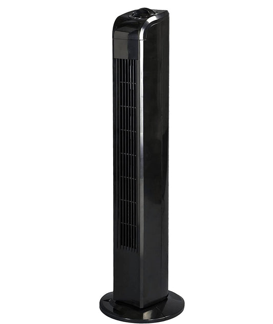 Commodoor TV02 Turmventilator 76cm, Schwarz – Leiser Säulenventilator mit 3 Geschwindigkeitsstufen, 75° Oszillation, Energieeffizienzklasse A+, Ideal für Räume bis 50 m², Geräuscharmer Betrieb und modernes Design