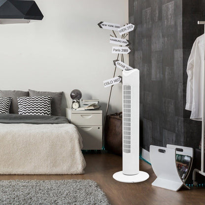 Commodoor TVE19 Turmventilator mit Fernbedienung, 45W, Standventilator 80cm, sehr leise, Schwenkfunktion, 3 Geschwindigkeitsstufen, Säulenventilator