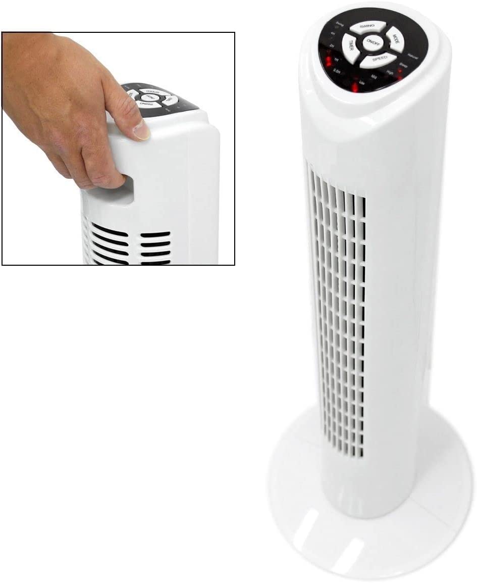 Commodoor TVE19 Turmventilator mit Fernbedienung, 45W, Standventilator 80cm, sehr leise, Schwenkfunktion, 3 Geschwindigkeitsstufen, Säulenventilator