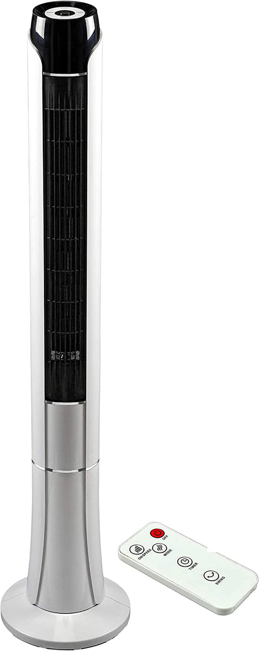 Commodoor TVE24 120 cm Turmventilator mit Fernbedienung, 45W, leise, energiesparend, Kinderzimmer geeignet, für Räume bis 50 m², Luftkühler