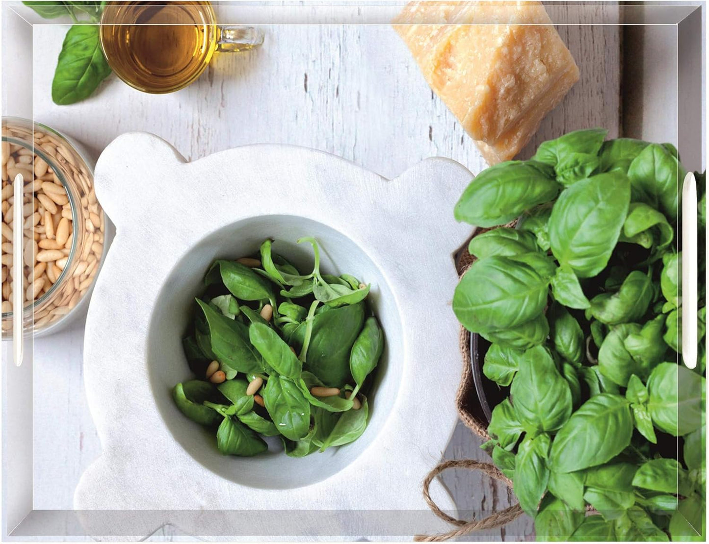 Emsa Tablett Modell 516876, Extrem robustes, kratzfestes und langlebiges,  hochwertigem Melamin-Faser, stapelbares, belastbares und multifunktionales Küchen- und Serviertablett in Basilikum-Grün, 40 x 31 cm