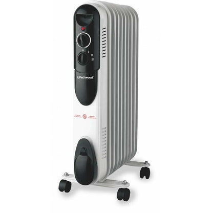 Techwood Öl-Radiator Heizkörper 2000W mit Thermostat, mobiler Heizlüfter mit Konvektionswärme, Sicherheits-Heizung mit Überhitzungsschutz und Rollen, Weiß, effizienter Elektroheizer