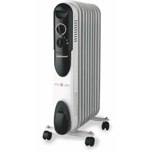 Techwood Öl-Radiator Heizkörper 2000W mit Thermostat, mobiler Heizlüfter mit Konvektionswärme, Sicherheits-Heizung mit Überhitzungsschutz und Rollen, Weiß, effizienter Elektroheizer