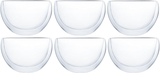 Klasique Doppelwandige Teegläser/Doppelwandglas 300 ml, Thermoglas mit Schwebeeffekt im 6er Set, für Espresso, Tee, Eistee, Säfte, Wasser, Cola, Cocktails geeignet