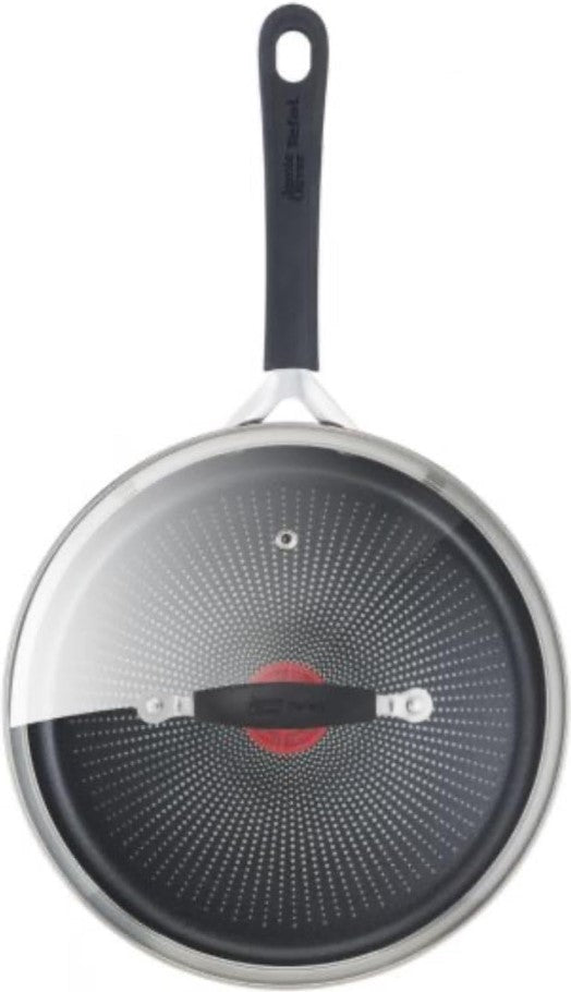 Tefal E3033344 Jamie Oliver by Quick & Easy Sautepfanne 25 cm, Edelstahl Antihaftpfanne, Thermo-Signal Technologie, Ergonomischer Griff, Geeignet für Induktion, Gas, Elektroherd, Ofenfest, Spülmaschinenfest