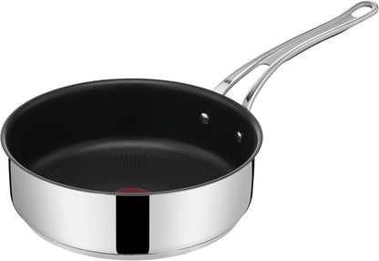 Tefal E3063234 Jamie Oliver Cook's Classics Schmorpfanne 24 cm, Titanverstärkte Antihaftversiegelung, Thermo-Signal™, Induktionsgeeignet, Ofenfest bis 210°C, Edelstahlgriff mit Silikoneinlage, Deckel aus Edelstahl