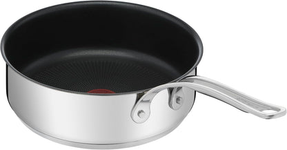 Tefal E3063234 Jamie Oliver Cook's Classics Schmorpfanne 24 cm, Titanverstärkte Antihaftversiegelung, Thermo-Signal™, Induktionsgeeignet, Ofenfest bis 210°C, Edelstahlgriff mit Silikoneinlage, Deckel aus Edelstahl