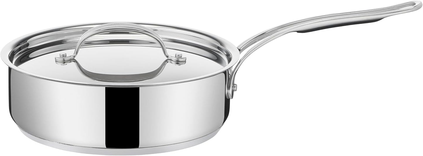 Tefal E3063234 Jamie Oliver Cook's Classics Schmorpfanne 24 cm, Titanverstärkte Antihaftversiegelung, Thermo-Signal™, Induktionsgeeignet, Ofenfest bis 210°C, Edelstahlgriff mit Silikoneinlage, Deckel aus Edelstahl