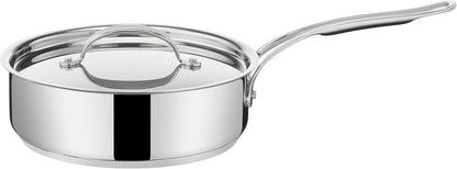 Tefal E3063234 Jamie Oliver Cook's Classics Schmorpfanne 24 cm, Titanverstärkte Antihaftversiegelung, Thermo-Signal™, Induktionsgeeignet, Ofenfest bis 210°C, Edelstahlgriff mit Silikoneinlage, Deckel aus Edelstahl